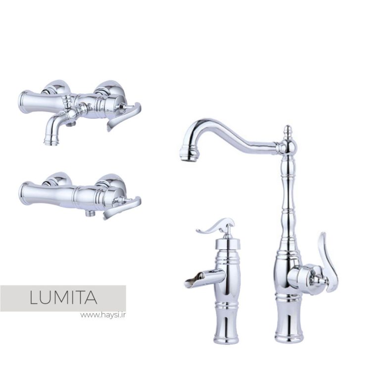 فروش ویژه ست شیرآلات لوکس مدل لومیتا – رنگ کروم مات –